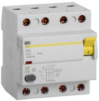 Дифференциальный выключатель (УЗО) ВД1-63 4п 25А 30мА тип A IEK MDV11-4-025-030