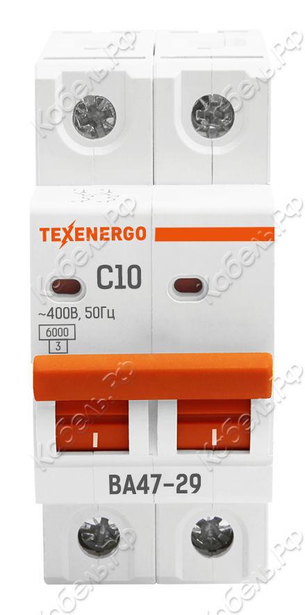 Изображение товара Выключатель автоматический ВА47-29 2P 10А 6кА (C) TEXENERGO TAM24C10-1