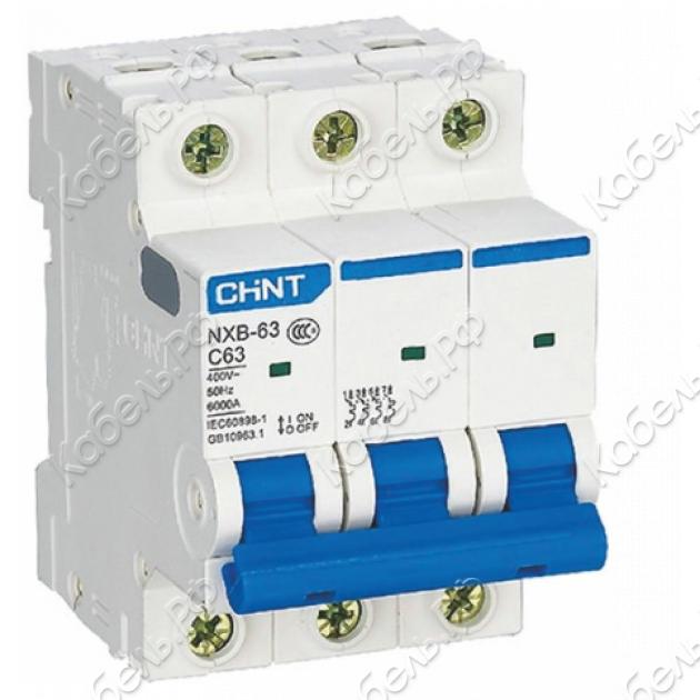 Изображение товара Автоматический выключатель NXB-63S 3P 25А 4.5kA CHINT для DIN-рейки