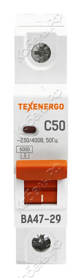 Изображение товара Выключатель автоматический ВА47-29 1P 50А 6кА (C) TEXENERGO TAM14C50-1