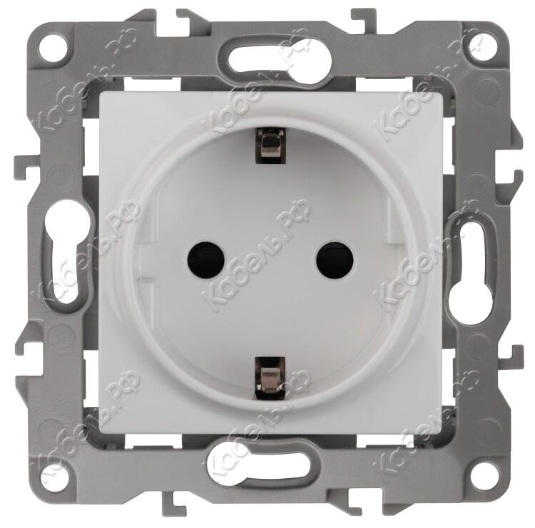 Изображение товара Розетка Schuko 12-2102-01 1-местная с/з с шторкой 16АХ-250В 2Р+Е белый ЭРА Б0014687