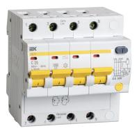 Дифференциальный автомат АД14 4п 25А C 30мА тип AC (5 мод) IEK MAD10-4-025-C-030