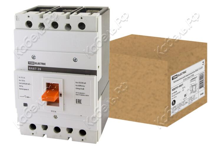 Изображение товара Автоматический выключатель ВА87-39 3Р 315А 55кА TDM Electric SQ0751-0021