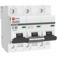 Автоматический выключатель 3P 40А (C) 10kA ВА 47-100 EKF mcb47100-3-40C-bas