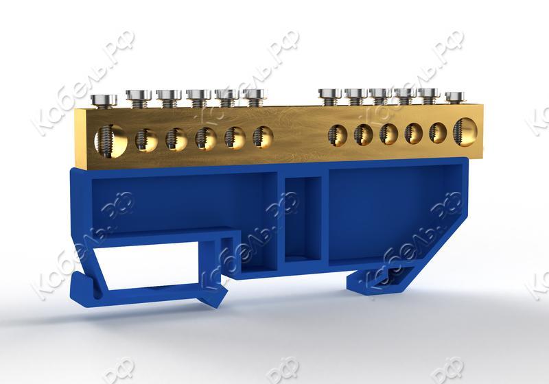 Изображение товара Шина нулевая TOKOV ELECTRIC на DIN-изоляторе 8x12мм 12 отверстий латунь TKE-BCB-812-12-DIN/N
