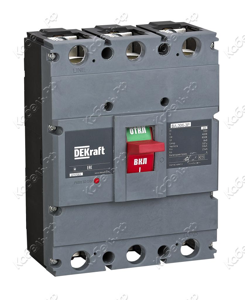 Изображение товара Автоматический выключатель ВА-306 3P 800А 50кА DEKraft для защиты электросетей