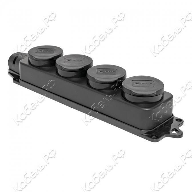 Изображение товара Розетка четырехместная с защитной крышкой 230В 2P+PE 16A IP44 каучуковая EKF RPS-020-16-230-44