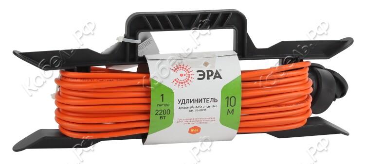 Изображение товара Удлинитель-шнур на рам. 1 гнез. 10м без заземл. 10А IP44 ПВС 2х1мм2 ЭРА Б0043039