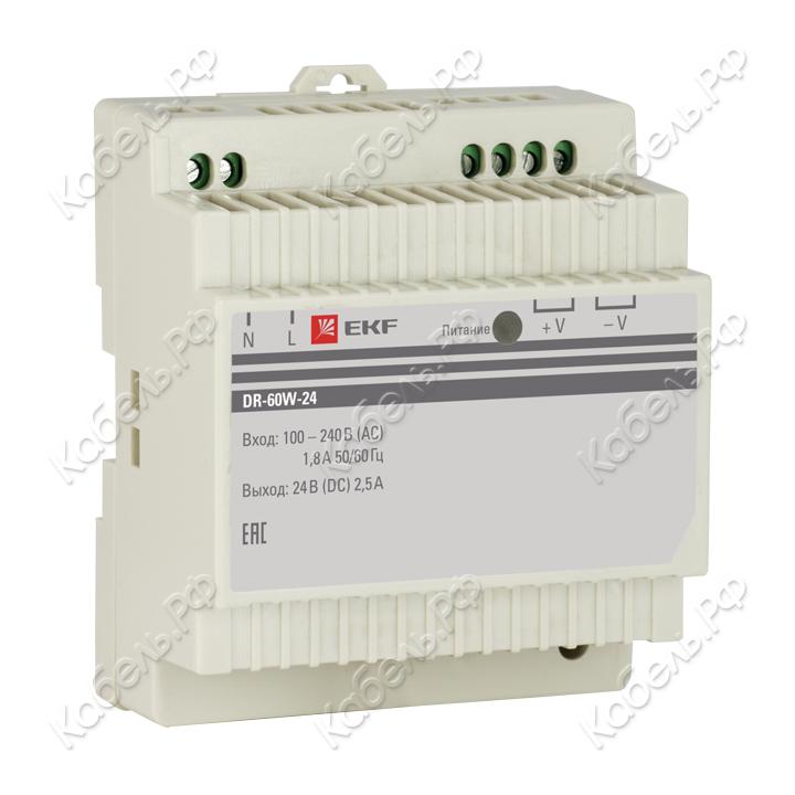 Изображение товара Блок питания 24В DR-60W-24 EKF dr-60w-24