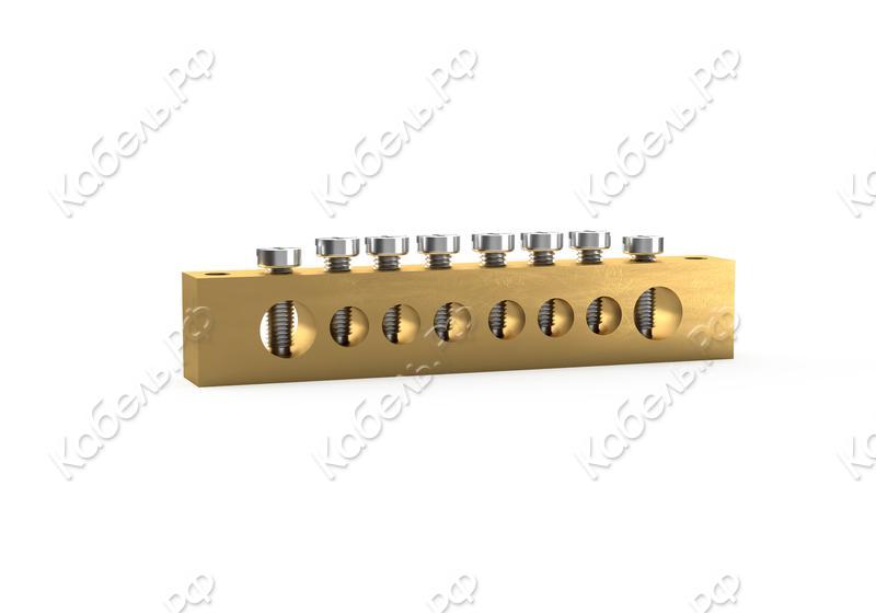 Изображение товара Шина TOKOV ELECTRIC PEN земля-ноль 8х12мм 8 отвер. латунь TKE-BSB-812-8-N/PEN