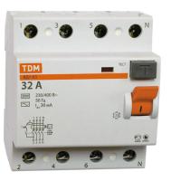 Дифференциальный выключатель (УЗО) ВД1-63 4п 63А 100мА тип AC TDM Electric SQ0203-0042