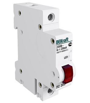 Изображение товара Лампа сигнальная на DIN-рейку ЛС-101 1P белый LED 220В DEKraft