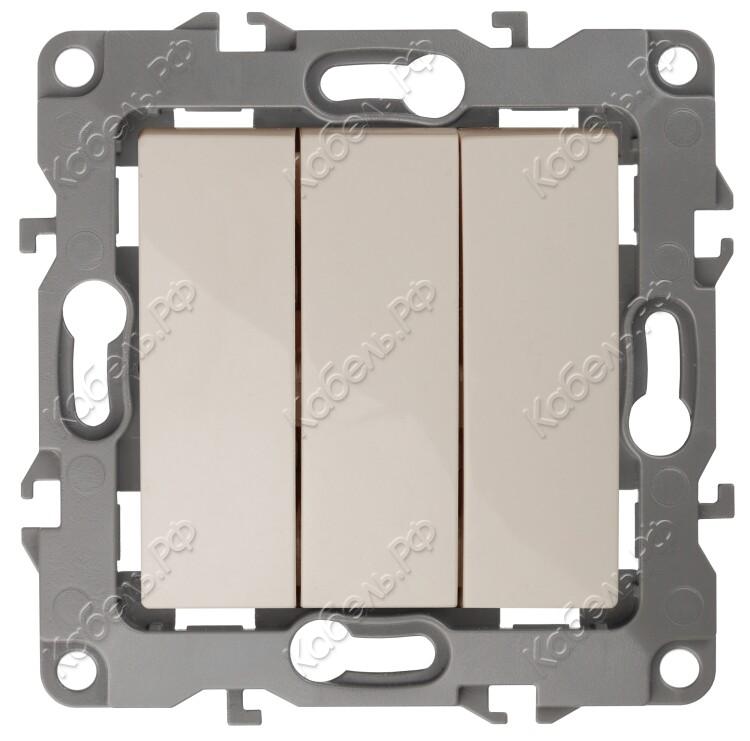 Изображение товара Выключатель 12-1107-02 3-клавишный 10АХ-250В слоновая кость ЭРА Б0014670