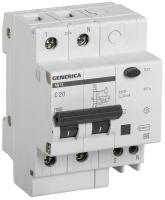 Дифференциальный автомат АД12 2п 20А C 30мА тип AC (3,4 мод) GENERICA IEK MAD15-2-020-C-030