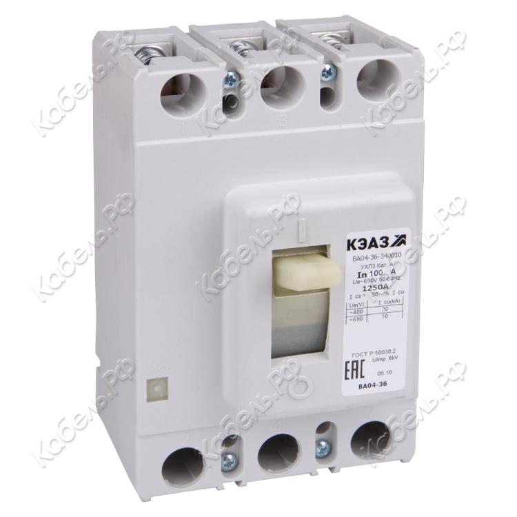 Изображение товара Автоматический выключатель ВА04 36 340010 250А 3000 690AC УХЛ3 КЭАЗ 107553
