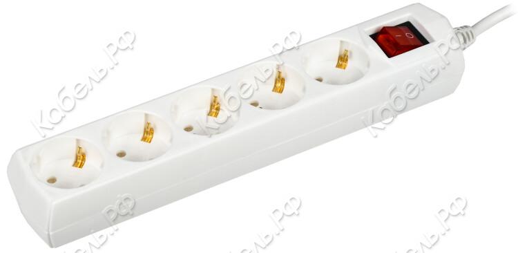 Изображение товара Удлинитель 5 гнез. 3м с заземл. 10А 250В 2P+PE 3х1мм2 У05В GENERICA IEK WYP10-10-05-03-ZK-G