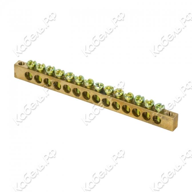 Изображение товара Шина PEN "ноль-земля" (6х9мм) 14 отв. латунь крепеж по краям розн. стикер PROxima EKF sn0-63-14-k-r