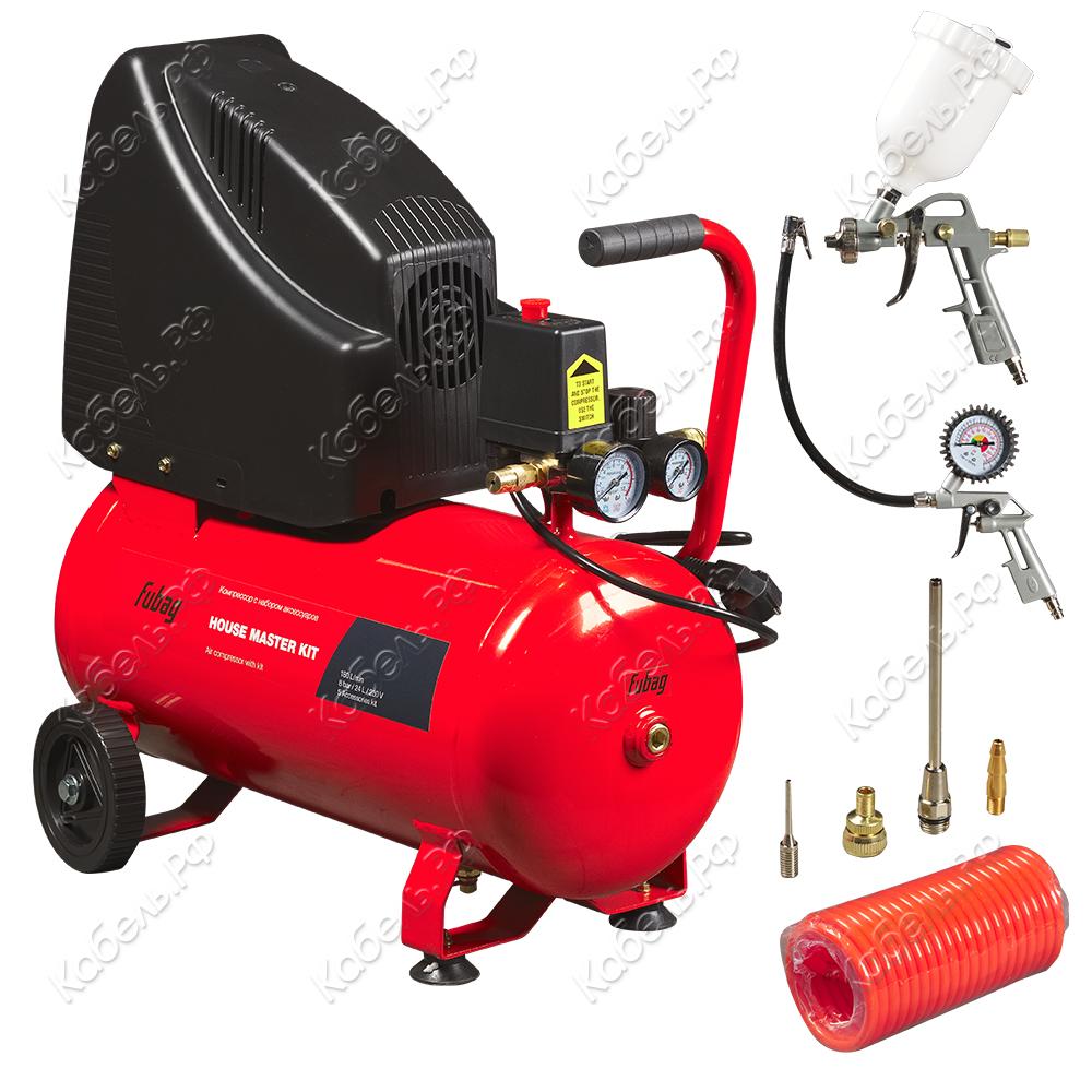 Изображение товара Компрессор Fubag HOUSE MASTER KIT OL195/24 + 5 предметов безмасляный 24 л