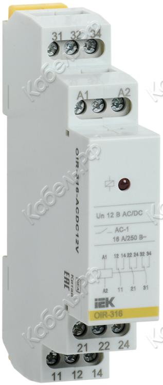 Изображение товара Промежуточное реле IEK OIR 316 ACDC12V 16А переменное и постоянное напряжение