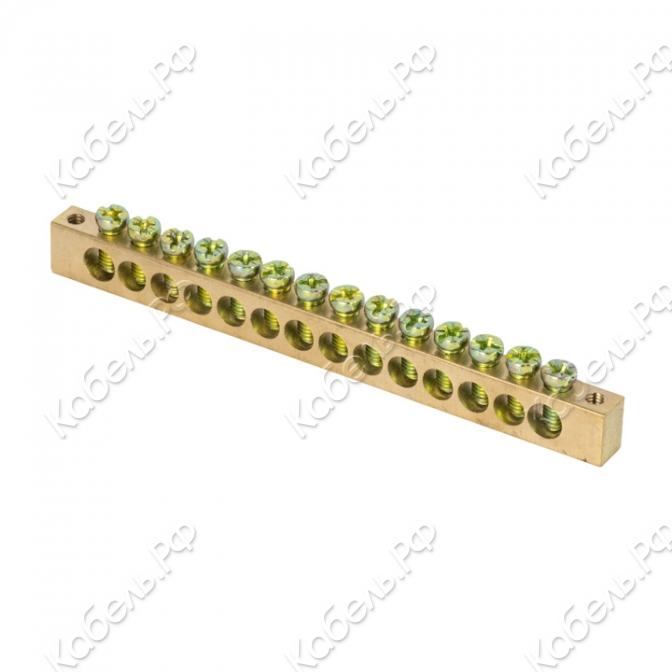 Изображение товара Шина PEN "ноль-земля" (8х12мм) 14 отв. латунь крепеж по краям PROxima EKF sn0-125-14-k