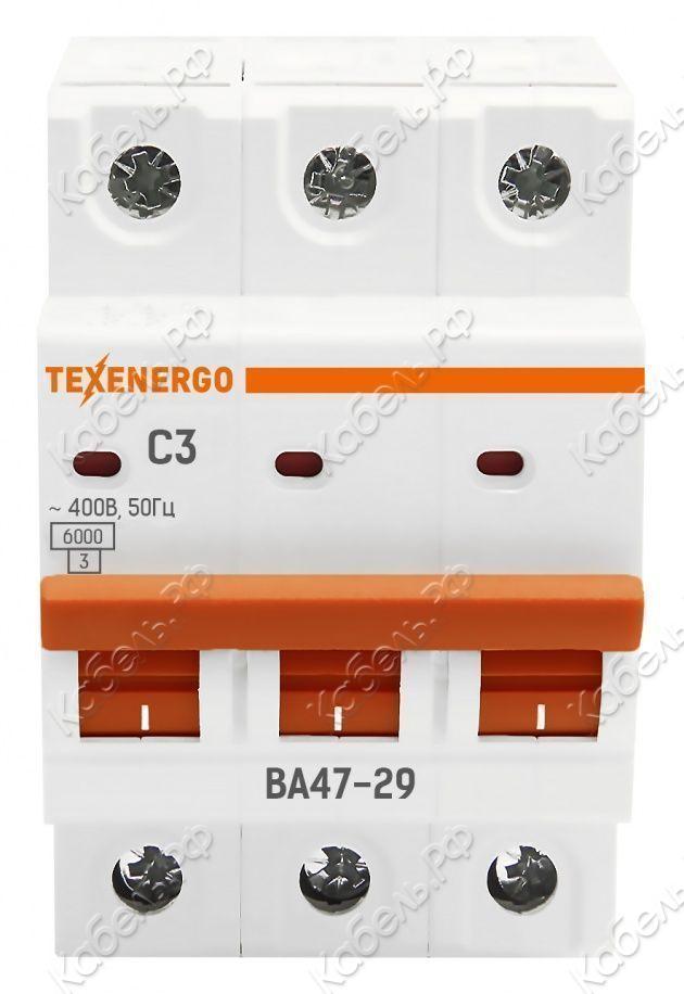Изображение товара Выключатель автоматический ВА47-29 3P 3А 6кА (C) TEXENERGO TAM34C03-1