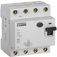 Дифференциальный выключатель (УЗО) ВД1-63 4п 25А 30мА тип AC GENERICA IEK MDV15-4-025-030
