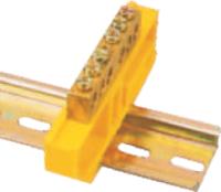 Шинка нулевая латунная на Din-опоре 8х12мм 14 отв. Цвет желтый ELVERT DBN28-14PE