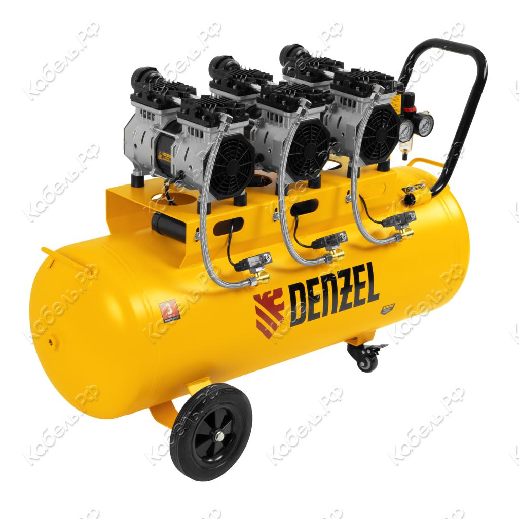 Изображение товара Компрессор безмасляный Denzel DLS 1800/100 малошумный 1800Вт 345л/мин 100л