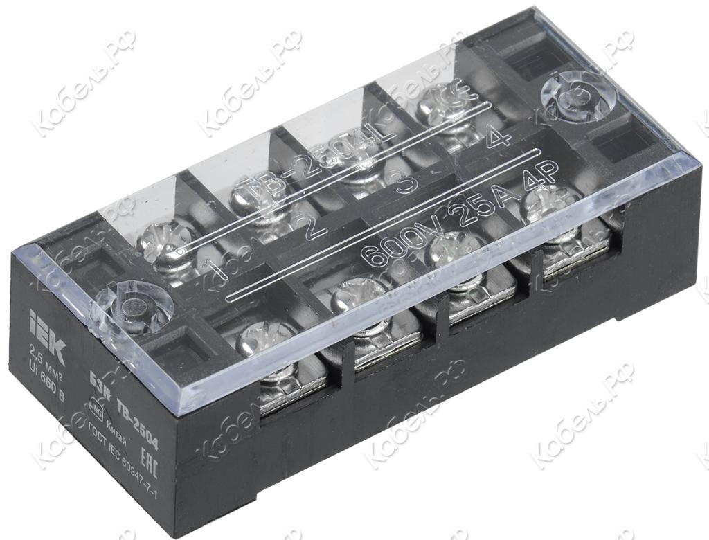 Изображение товара Блок зажимов БЗН ТВ-2504 2,5мм2 25А 4 пары IEK YZN41-04-002-К02