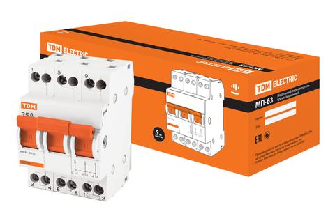 Изображение товара Модульный переключатель трехпозиционный МП-63 3P 40А TDM Electric SQ0224-0025