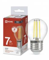 Лампа светодиодная LED-ШАР-deco 7Вт 230В Е27 4000К 810Лм прозрачная INHOME 4690612016337