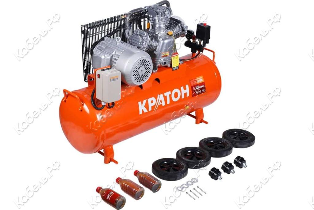Изображение товара Компрессор с ременной передачей AC-630-110-BDW Кратон 3 л/мин 10 бар масляный