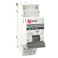 Автоматический выключатель 1P 100А (D) 10kA ВА 47-100 EKF mcb47100-1-100D-pro