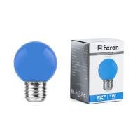 Лампа светодиодная LB-37 шар G45 E27 1W Синий (10шт/уп) Feron 25118