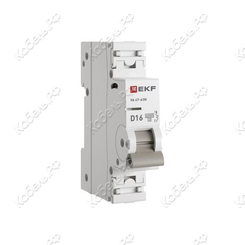 Изображение товара Выключатель автоматический EKF PROxima ВА 47-63N 1P 16А D 6кА M636116D