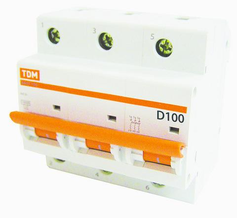 Изображение товара Автоматический выключатель 3П ВА47-100 20А D 10кА TDM Electric SQ0207-0025