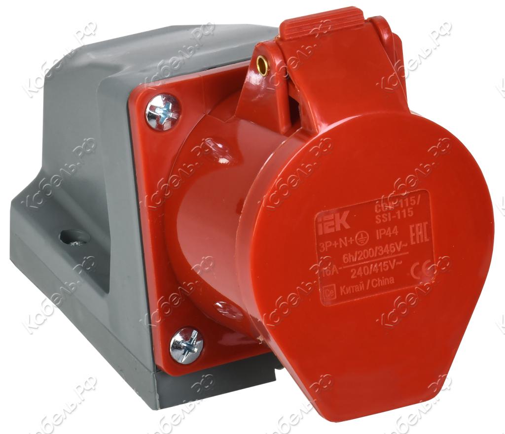 Изображение товара Розетка стационарная ССИ-115 3Р+РЕ+N 16А 380-415В IP44 IEK PSR12-016-5