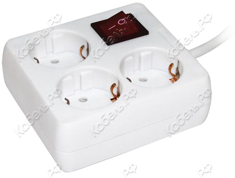 Изображение товара Удлинитель 3 гнез. 3м с заземл. с выкл. 16А IP20 У-С03К 2P+PE IEK WYP30-16-03-03-ZK-N