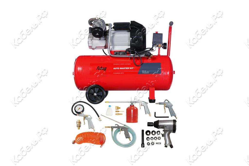 Изображение товара Компрессор Fubag AUTO MASTER KIT +10 предметов 641270 мощный мобильный пневмооборудование