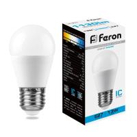 Лампа светодиодная LB-950 шар G45 E27 13W 6400K (10шт/уп) Feron 38106