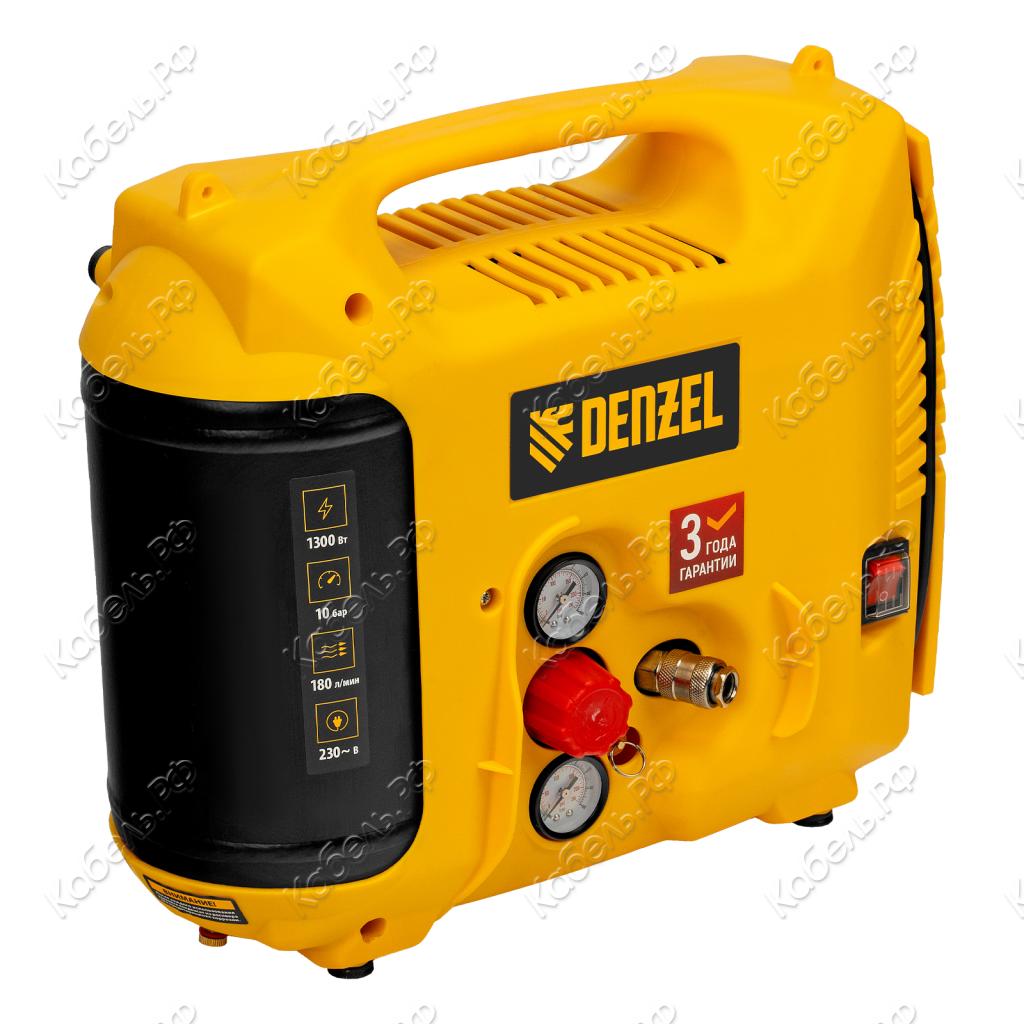 Изображение товара Воздушный компрессор Denzel DL 1300 набор аксессуаров 1,3кВт 180л/мин 5л 10 бар