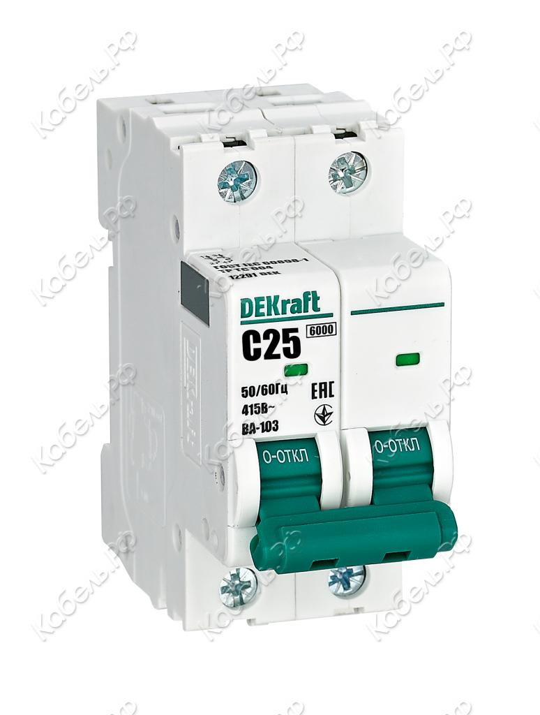 Изображение товара Автоматический выключатель ВА-103 2P 1А х-ка C 6кА DEKraft