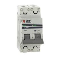 Автоматический выключатель 2P 2А (C) 4,5kA ВА 47-63 EKF mcb4763-2-02C-pro