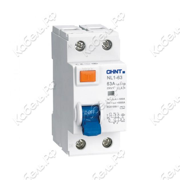 Изображение товара УЗО NL1-100 S 2P 63А 100мА 10кА тип АС CHINT 200420