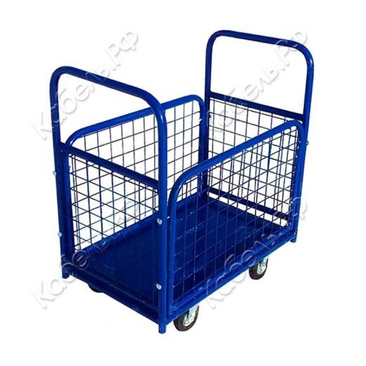 Изображение товара Платформенная тележка ForceMetall ТПС-1 с сетчатыми бортами без колес 800x500 мм