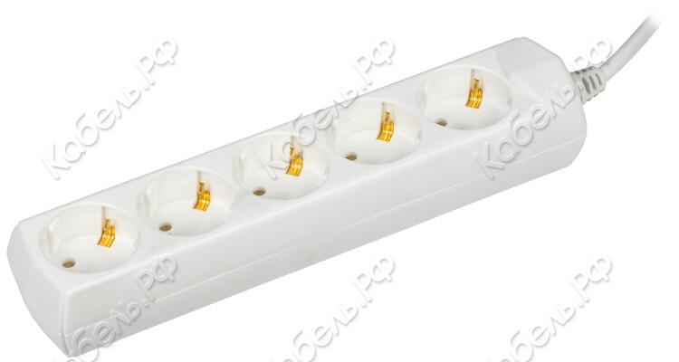 Изображение товара Удлинитель 5 гнез. 3м с заземл. 10А 250В 2P+PE 3х1мм2 У05 GENERICA IEK WYP10-10-05-03-Z-G