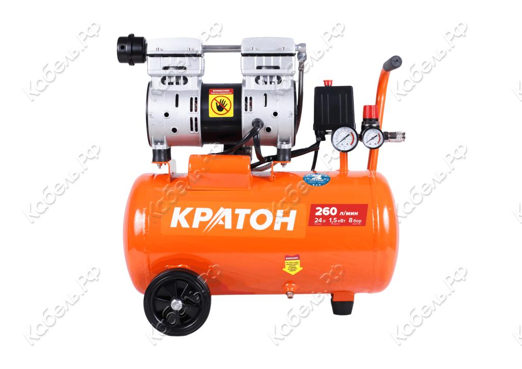 Изображение товара Безмасляный компрессор AC-260-24-OFHS Кратон 24л мощность 1.5кВт профессиональный