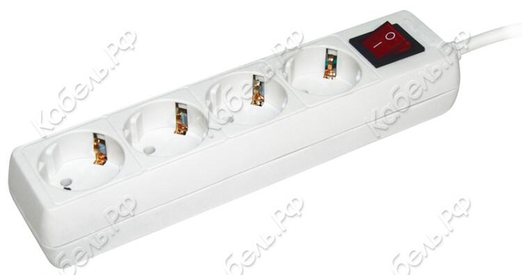 Изображение товара Удлинитель 4 гнезда 3 метра с заземлением выключателем и IP20 IEK WYP10-16-04-03-ZK-N