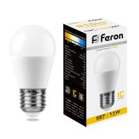 Лампа светодиодная LB-750 шар G45 E27 11W 2700K (10шт/уп) Feron 25949