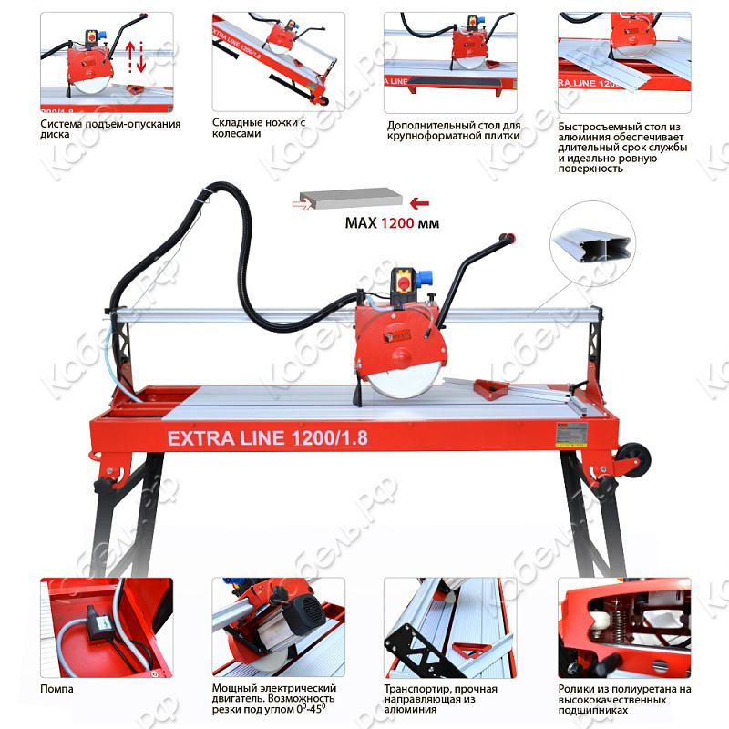 Изображение товара Плиткорез электрический EX-1200/1.8 DIAM с системой охлаждения и подъемом диска